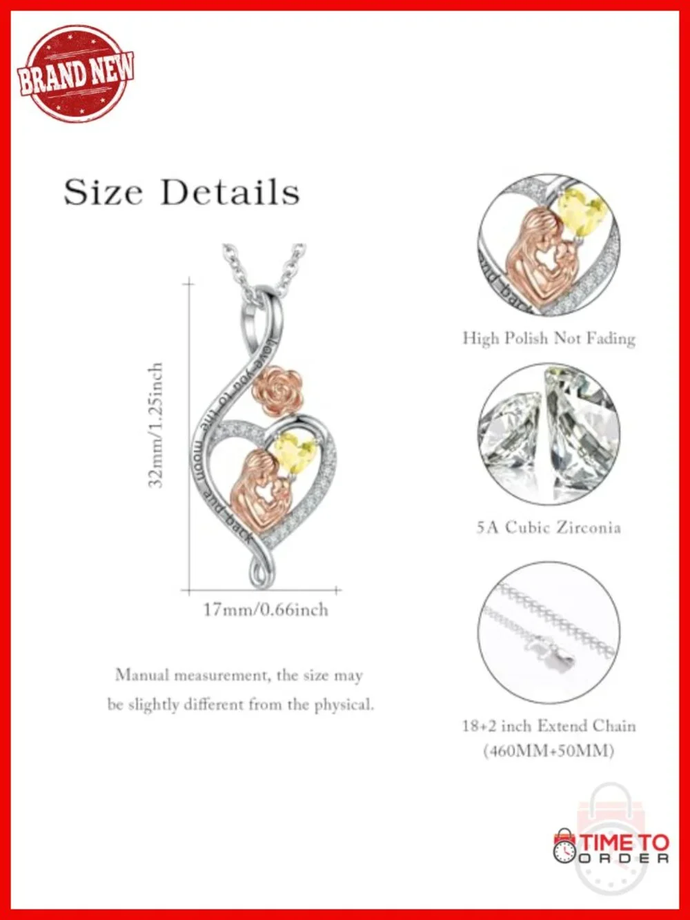 Rose Heart Infinity Birthstone Pendant Necklace